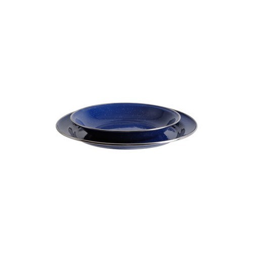 Enamel Plate Origin Outdoors Flat 26cm, Blue