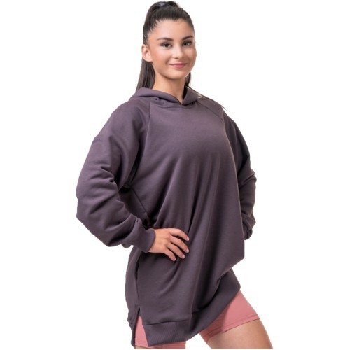 Moteriškas ilgas džemperis su gobtuvu Nebbia Everyday Hero 580 - Marron