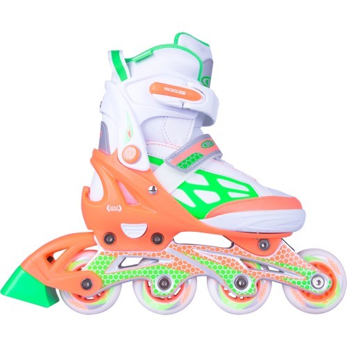 Регулируемые роликовые коньки Worker Nubila со светящимися колесами - Orange-Green-White
