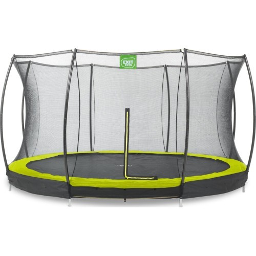 EXIT Silhouette ground trampoline ø366cm with safety net - green Outdoor Round Coil spring Sunken trampoline