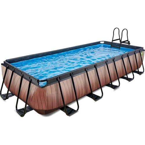 EXIT Wood pool 540x250x100cm with filter pump - brown