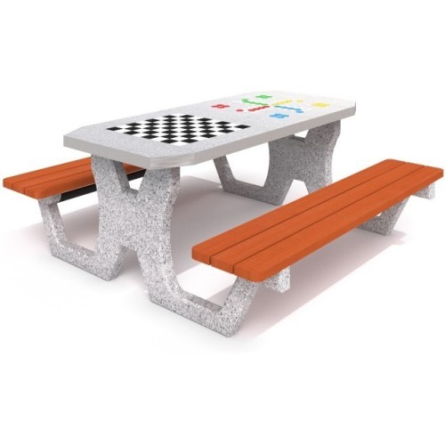 Concrete Table for Chess - Checkers / Ludo Game Inter-Play 02