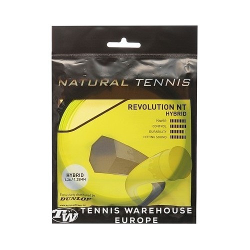 Tennis string Dunlop NT HYBRID YELLOW 1.26/1.25mm set, 12m, black/ yellow