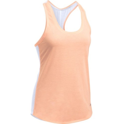 Moteriški bėgimo marškinėliai Under Armour Threadborne Run Mesh - True Gray Heather/Peach Orange/Reflective