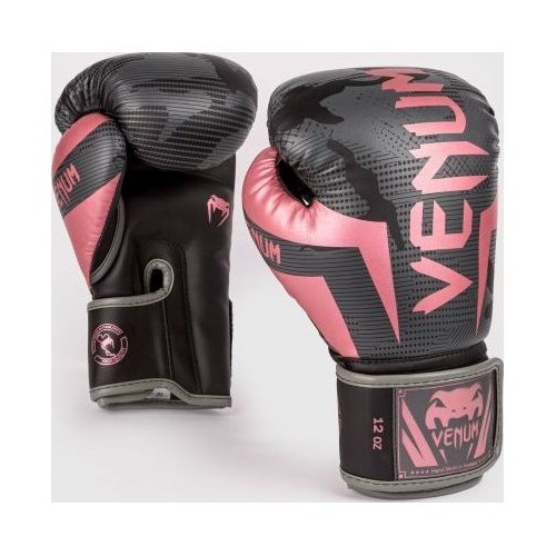 Боксерские перчатки Venum Elite - черный/розовый