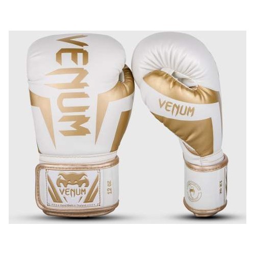 Боксерские перчатки Venum Elite - белый/золотой