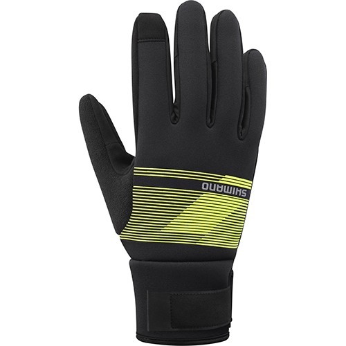 Cycling Thermal Gloves Shimano Windbreak, Size S, Black/Yellow