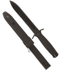 BLACK COMBAT KNIFE WITH SAW AND SCABBARD