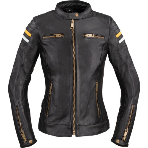 Женская кожаная мотоциклетная куртка W-TEC Stripe Lady - Black