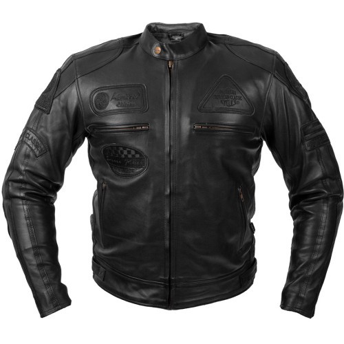 Мужская кожаная мотоциклетная куртка W-TEC Urban Noir - Black