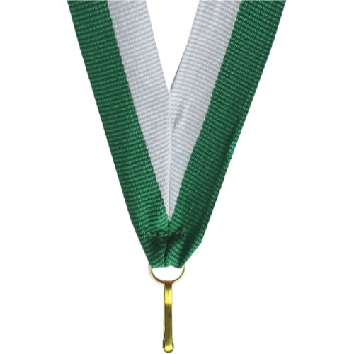 Лента для медали V2 белая/зеленая 2 см