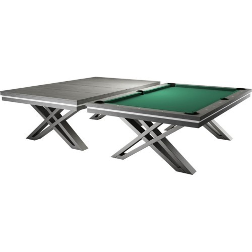 Pool Table / Dining Table, Rasson Pierce, 8 ft., Light Grey, Club Cloth yellow green