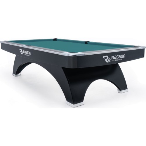 Billiard Table, Pool, Rasson Ox, 9 ft., Black, Simonis 760 blue green
