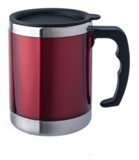 Termo puodelis BasicNature Stainless Steel Beaker MUG, 0.42L, raudonas