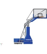 Basketball stand with electro-hydraulic mechanism