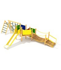 Medinė vaikų žaidimų aikštelė modelis 4-F