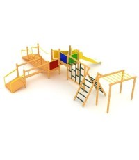 Medinė vaikų žaidimų aikštelė modelis F