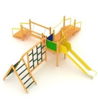 Medinė vaikų žaidimų aikštelė modelis 1-F