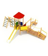 Medinė vaikų žaidimų aikštelė modelis 1-E