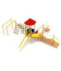 Medinė vaikų žaidimų aikštelė modelis E
