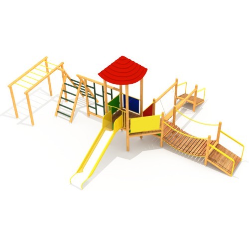 Medinė vaikų žaidimų aikštelė modelis E