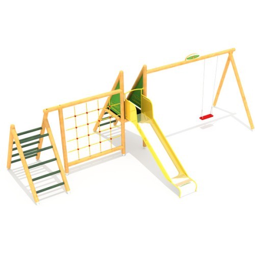 Medinė vaikų žaidimų aikštelė modelis 0607