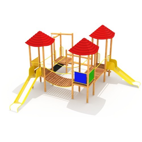 Medinė vaikų žaidimų aikštelė modelis 0502E