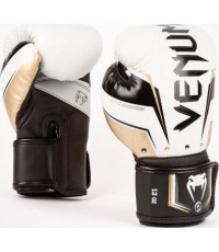 Venum Elite Evo Boxing Gloves - White/Gold