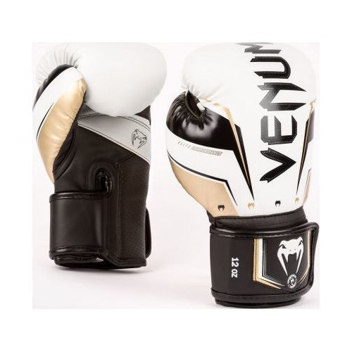 Боксерские перчатки Venum Elite Evo - белый/золотой