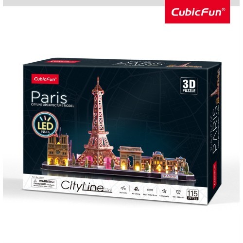 3D dėlionė su LED „Paryžius" Cubic Fun City Line, didelė