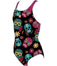 Vientisas maudymosi kostiumėlis mergaitėms Arena G Crazy Skulls Carnival - 500