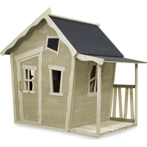 Деревянный игровой домик с террасой Exit Crooky 150 серо-бежевый