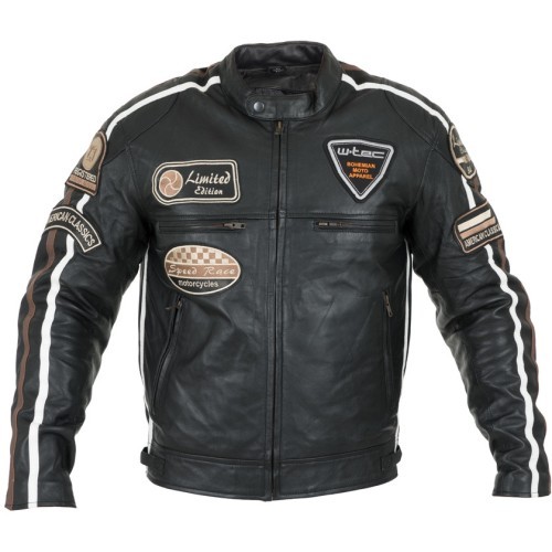 Мужская кожаная мотоциклетная куртка W-TEC Sheawen - Black