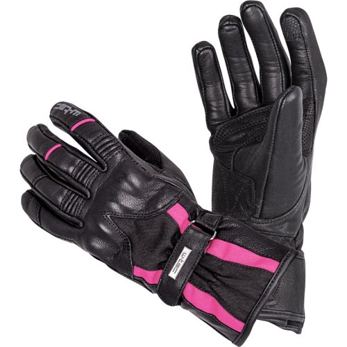 Women’s Leather Motorcycle Gloves W-TEC Pocahonta - Black-Pink