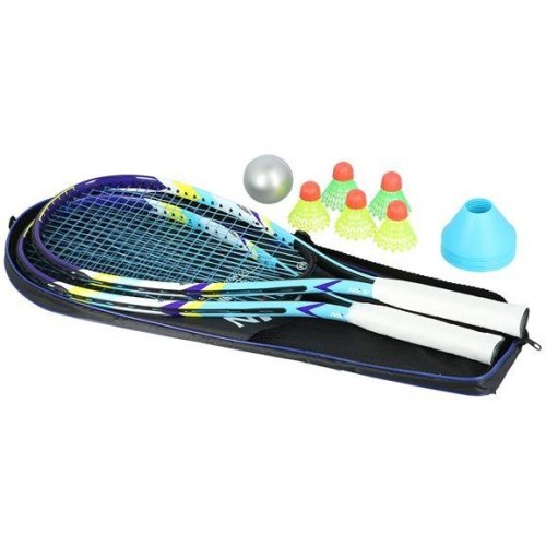 Greitojo badmintono rinkinys Nils NRS005, 2 raketės, badmintono plunksniukai, žymekliai, kamuoliukas, dėklas