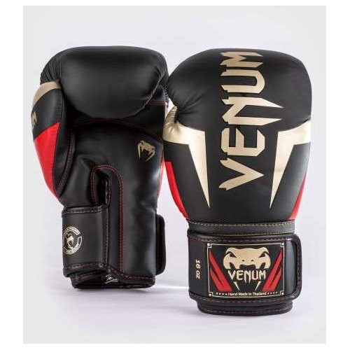 Боксерские перчатки Venum Elite - черный/золотой/красный