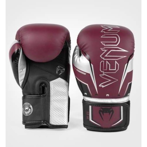 Боксерские перчатки Venum Elite Evo - бордовый/серебристый