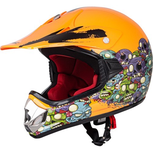 Детский мотоциклетный шлем W-TEC V310 - Zombie Neon Orange
