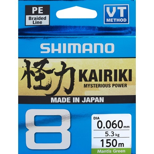 Braided Line Shimano Kairiki 8 150m, Mantis Green, 0.16mm/10.3kg