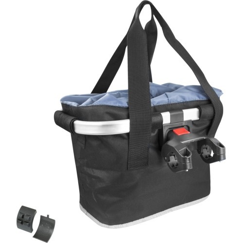 Priekinis dviračio krepšelis Force, su Klick Fix sistema, 22.2-31.8mm, plastikinis/medžiaginis, juodas