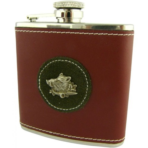 Hunting Flask Joker with Emblem, 145 ml, Leather
