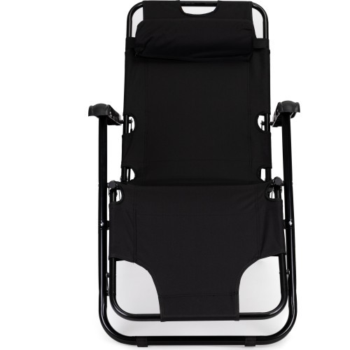 Garden Deck Chair With Headrest Modern Home, Black