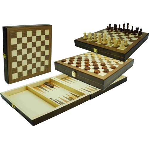 Buffalo chess, checkers and backgammon set