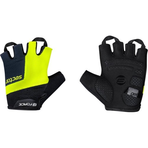 Гелевые перчатки FORCE Sector Gel Gloves, XL (черный/флуоресцентный)