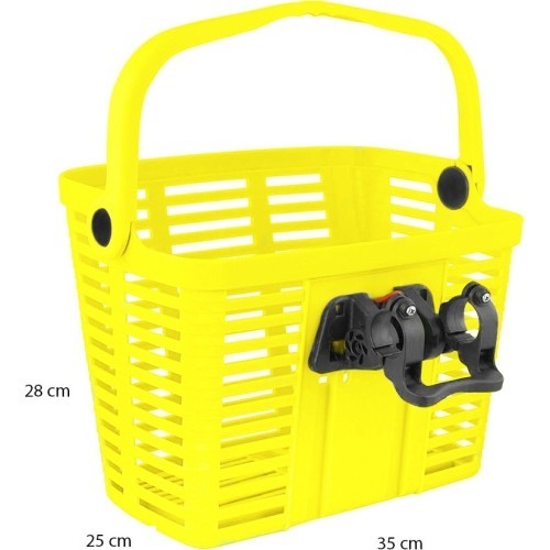 Bicycle Basket Force, With Klick Fix System, 25.4-31.8mm, Front, Yellow