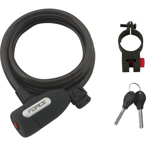 Bicycle Lock With Holder FORCE Lux, 150cm/10mm, Black