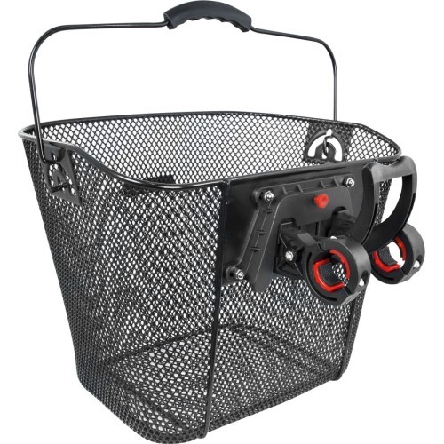 Front Bicycle Basket FORCE, With Quick Release System, 25.4-31.8mm, Black