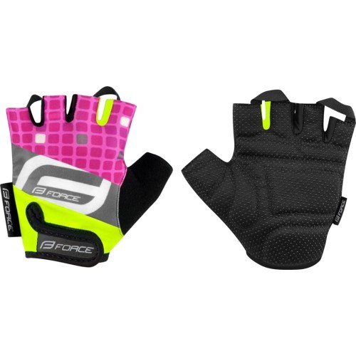 Велосипедные перчатки FORCE Square Kid, флуоресцентный/розовый, размер S