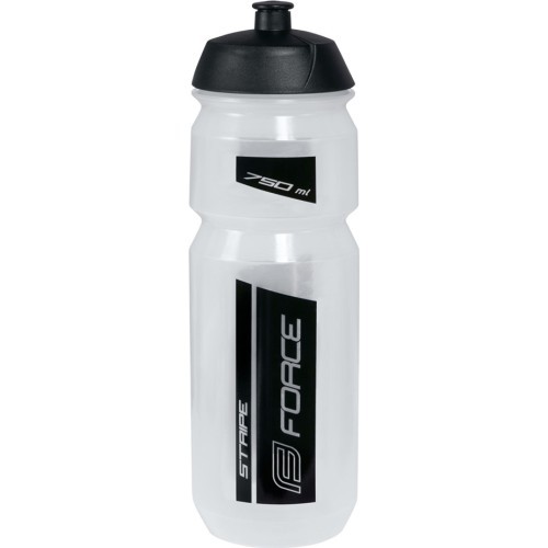 Water Bottle FORCE Stripe, Transparent/Black, 750ml