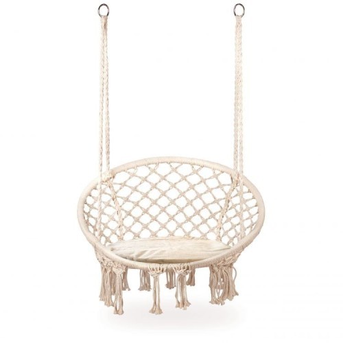 Hanging garden swing chair with pillow GoodHome White